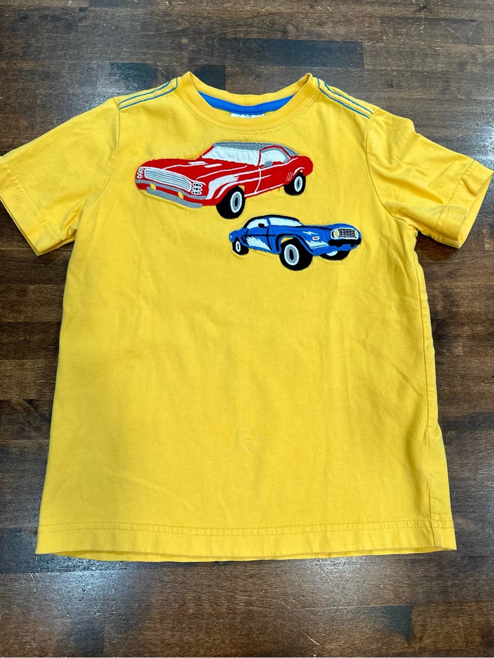 Hanna Andersson Boys 6-7 Appliqué Classic Car T-Shirt Yellow 120